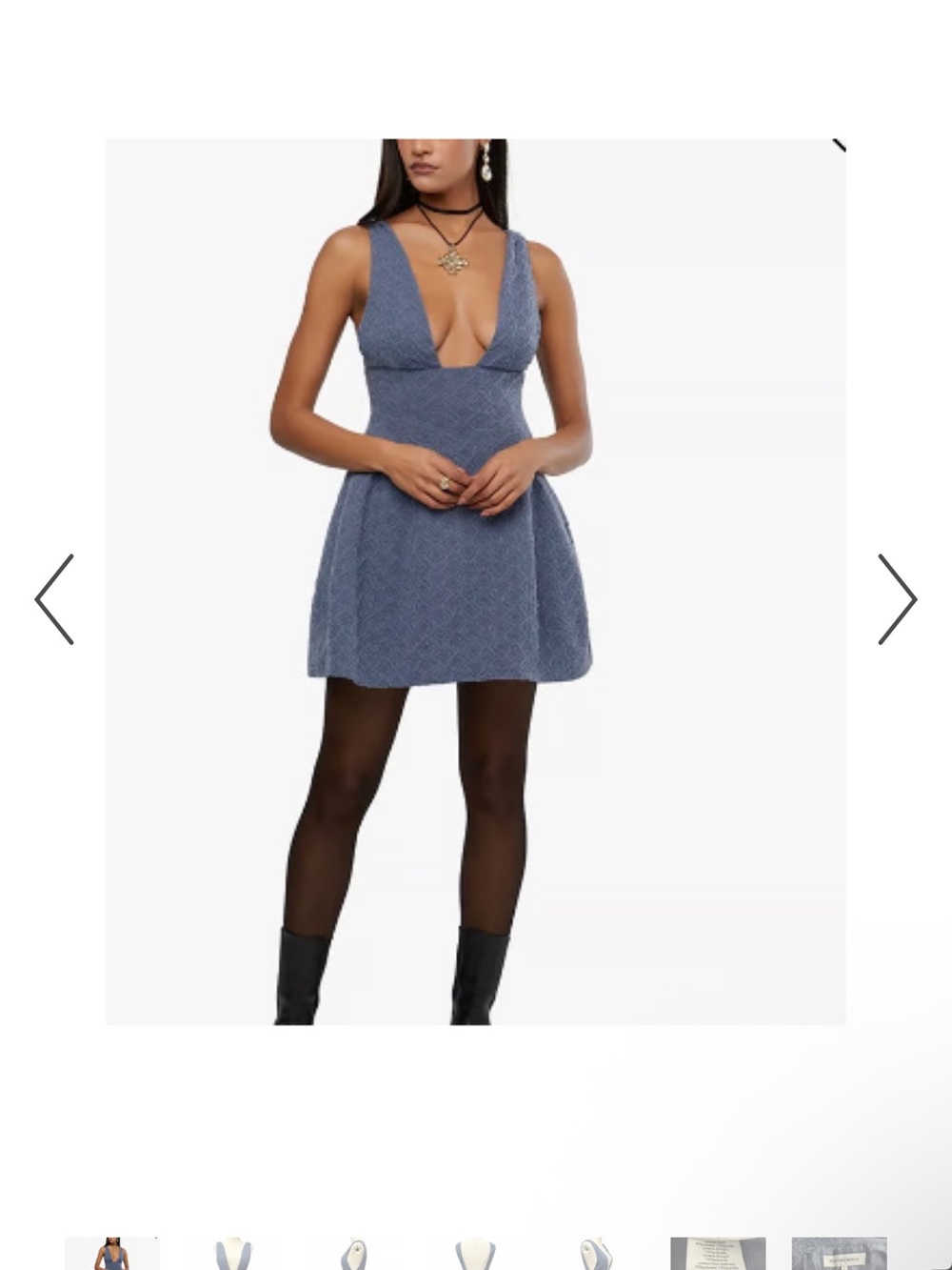 WeWoreWhat Textured Deep V Mini Dress - Blue